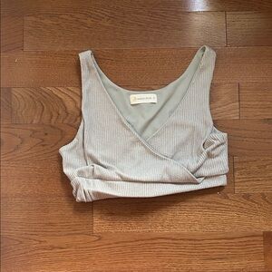 Ocean Drive Beige Ribbed Crop Top